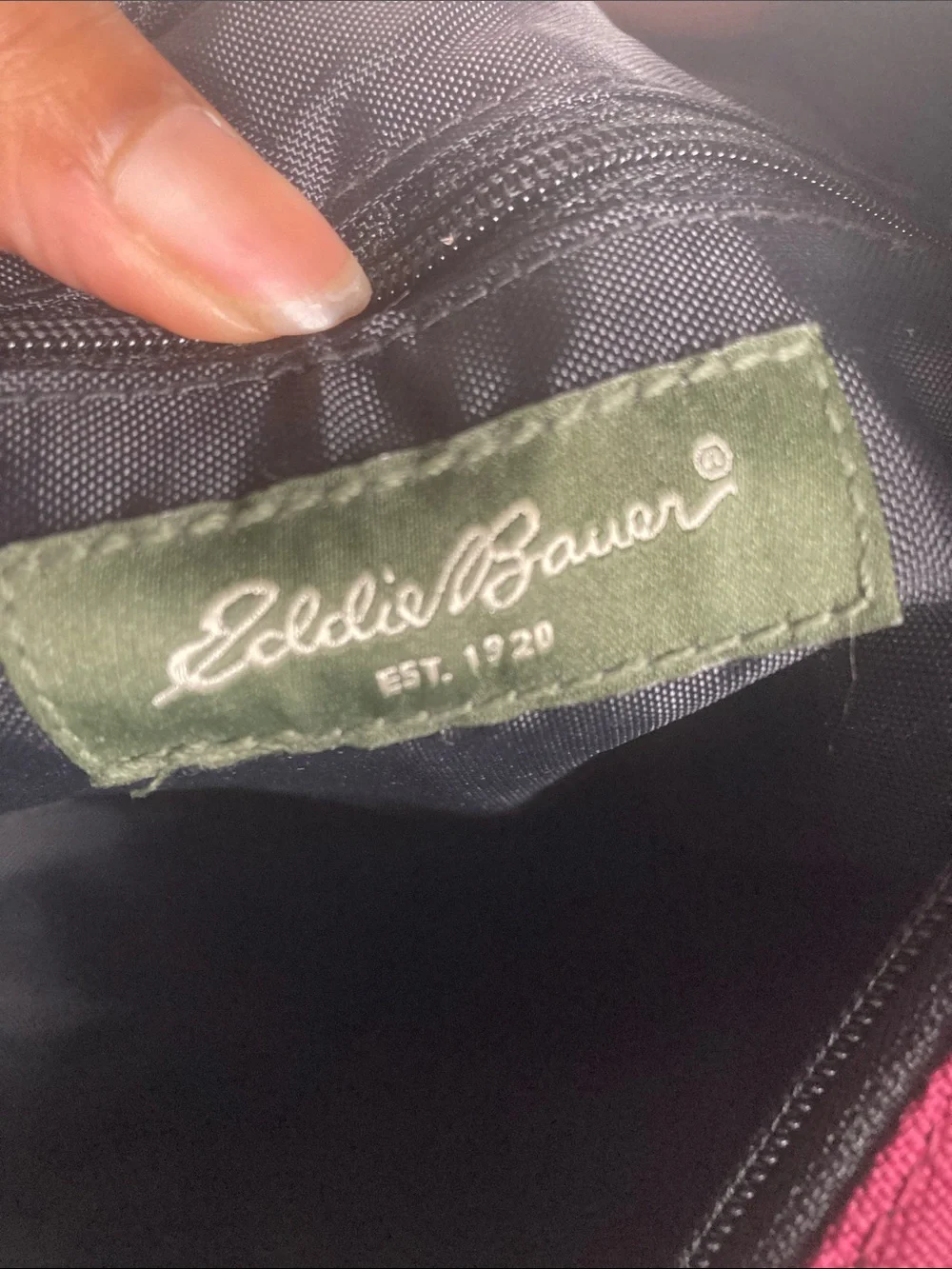 Eddie Bauer Maroon Sling Backpack with Black Mesh Pocket